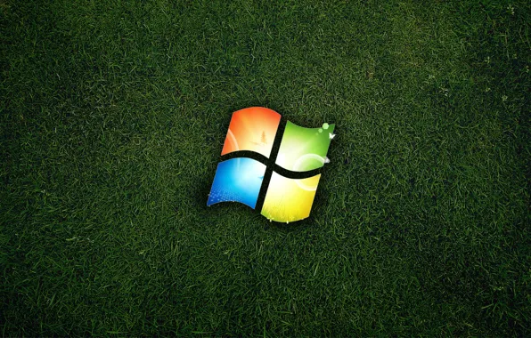 Картинка трава, лого, windows