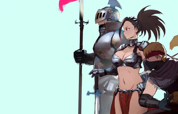 Картинка girl, sword, armor, anime, weapons, digital art, warrior, fantasy art