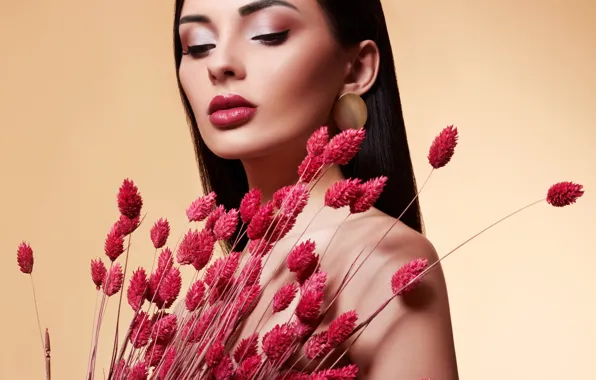 Девушка, цветы, модель, портрет, макияж, Elena Rossi