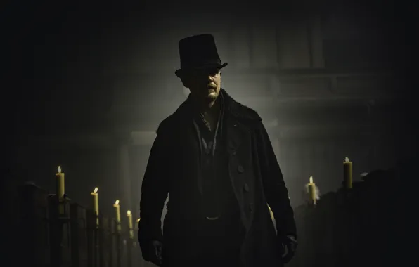 Taboo, candle, Tom Hardy, TV series, top hat, miniseries