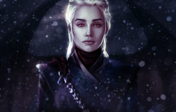 Снег, Girl, Fantasy, Game of Thrones, Игра престолов, Daenerys Targaryen, Дейенерис Таргариен, Персонаж