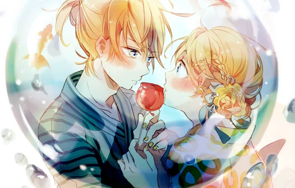 Девушка, аниме, арт, парень, vocaloid, двое