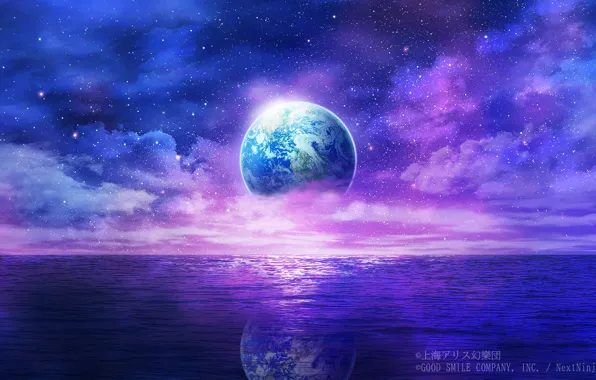 Вода, космос, фантастика, планета, Земля, Touhou Project, Проект Восток