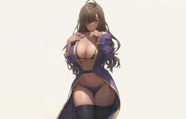 Girl, sexy, cleavage, thighhighs, long hair, dress, boobs, sexy girl