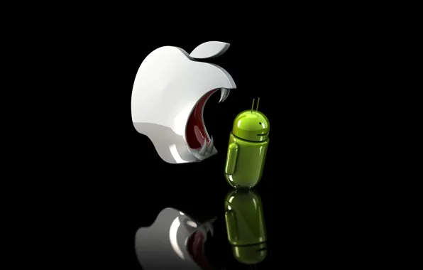 Картинка apple, клыки, android, ios, злое яблоко