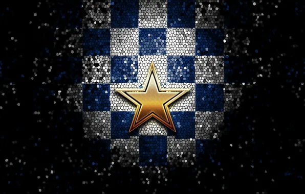 Wallpaper, sport, logo, NFL, glitter, checkered, Dallas Cowboys