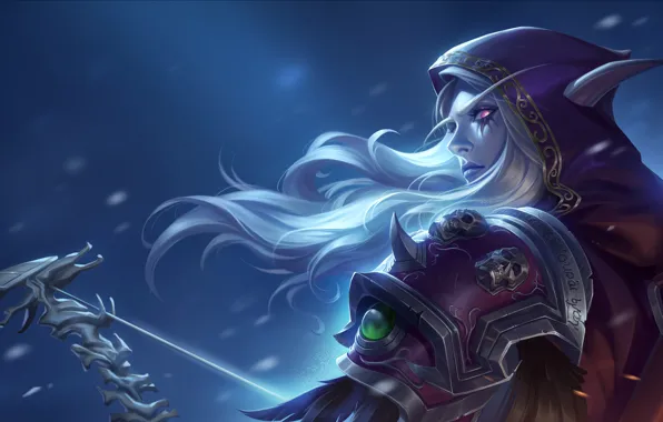 Череп, Лук, Колчан, Эльфийка, WoW, Арт, Art, World of warcraft