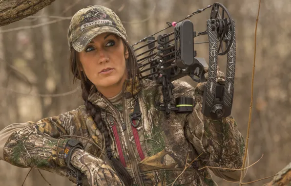 Woman, look, camouflage, archery, Hunting, Halon Bow