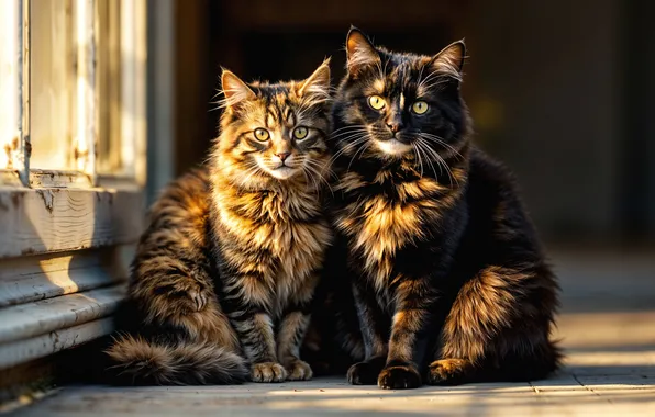 Кошка, кот, взгляд, кошки, поза, коты, окно, мордашка