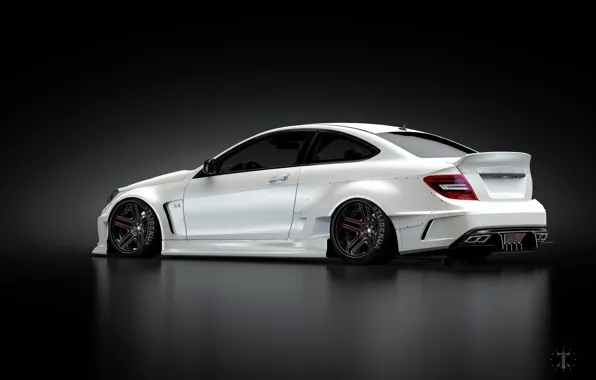 Mercedes-Benz, Авто, Белый, Машина, Mercedes, Автомобиль, C63, Widebody