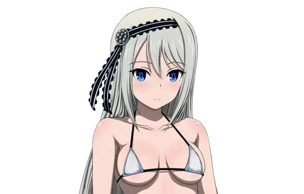 Girl, sexy, cleavage, long hair, boobs, anime, blue eyes, beautiful