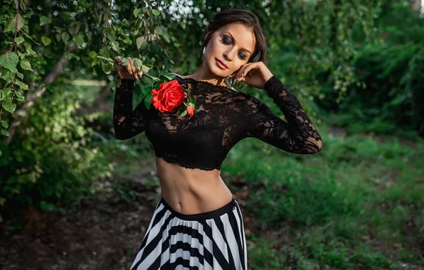 Картинка flower, model, brunette, pose, Георгий Дьяков