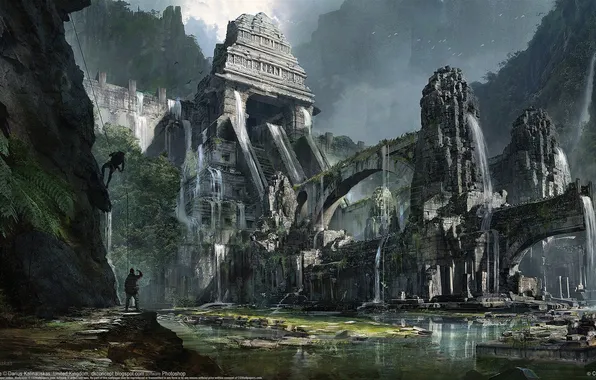 Картинка rock, ruins, digital art