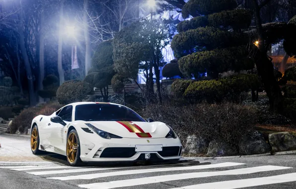 Картинка Ferrari, 458, Night, White, Speciale