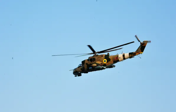 Небо, вертолет, Крокодил, Hind, ударный, Миль, Ми-24П, ВВС Украины
