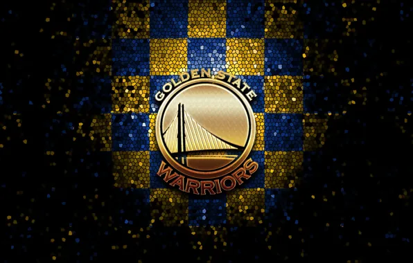 Wallpaper, sport, logo, basketball, NBA, Golden State Warriors, glitter, checkered