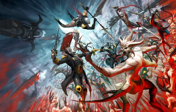 Chaos, eldar, demons, Warhammer 40 000, harlequins, Slaanesh, Keeper of Secrets