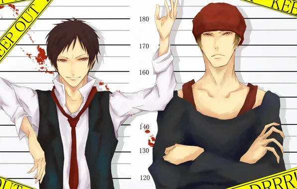 Арт, парни, персонажи, Durarara, Дюрарара, Изая Орихара, Хейваджима Шизуо