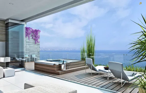 Pool, terrace, living space