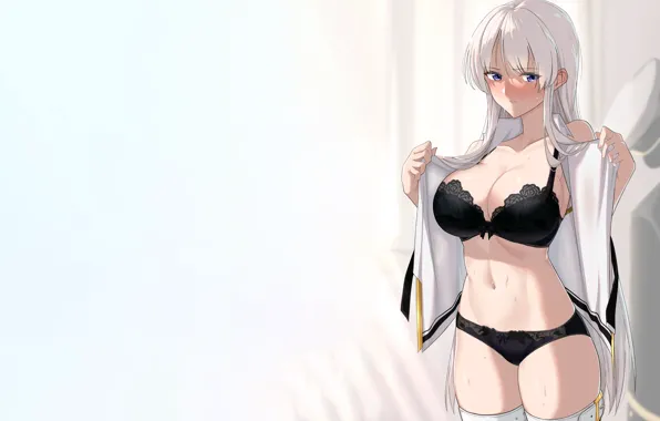 Girl, sexy, lingerie, bra, cleavage, Enterprise, panties, thighhighs