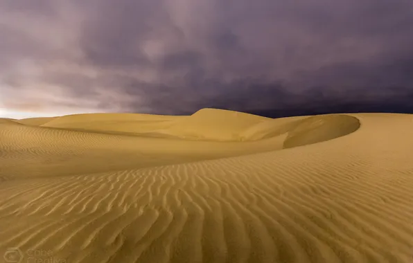 Картинка тучи, природа, пасмурно, пустыня, дюны