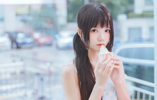 Beautiful, Asian, Model, Woman, Cute, Pretty, Petite, Close Up