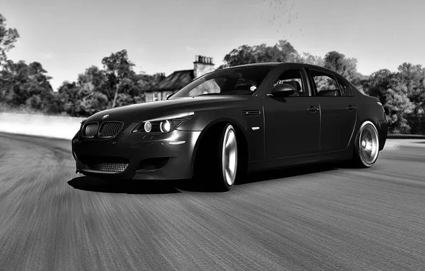 HDR, BMW, House, Drift, Fall, Smoke, Game, E60