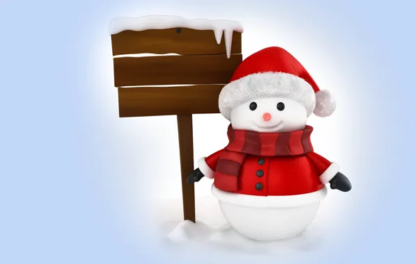 Картинка зима, рендеринг, праздник, Новый год, снеговик, детская