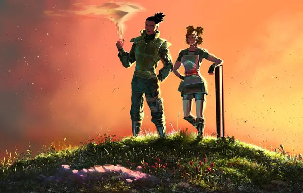 Naruto, art, Temari, shinobi, Shikamaru