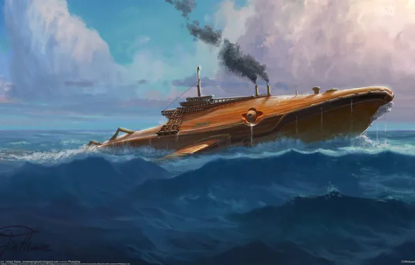 Картинка море, техника, субмарина, Jim Moore