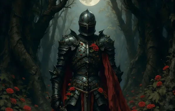 Knight, medieval, portrait, illustration, neoclassical