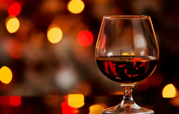 Glass, bokeh, cognac, alcohol