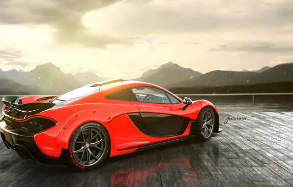 McLaren, red, rear