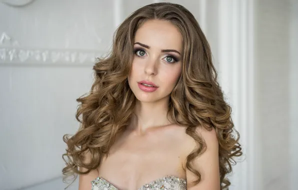Глаза, взгляд, фон, модель, волосы, помада, красотка, кудри