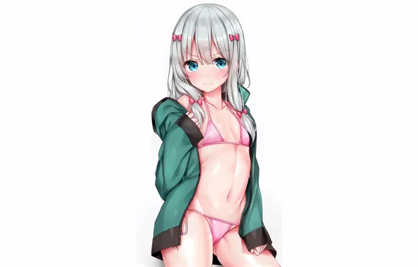 Girl, sexy, cleavage, long hair, boobs, anime, beautiful, twintails