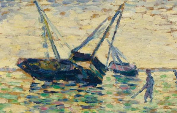 Картина, пуантилизм, Жорж Сёра, Georges Seurat, Лодки в Море