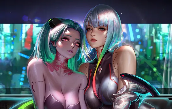 Girl, anime, art, Lucy, erotic, fantasy art, Rebecca, Cyberpunk: Edgerunners