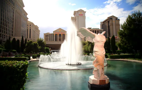 Лас-Вегас, фонтан, USA, США, Caesars Palace, Las Vegas, fountain, Цезарь-Палас