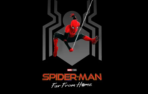 Надпись, паутина, костюм, черный фон, постер, комикс, MARVEL, Spider-Man