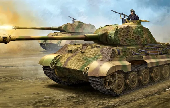 Рисунок, Германия, танк, Tiger II, Тяжёлый, WW2, Вермахт, Panzerkampfwagen VI Ausf. B