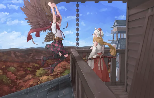 Девочки, аниме, арт, touhou, Тохо
