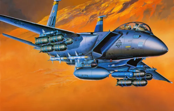 Картинка авиация, истребитель, самолёт, ВВС, F-15E, двухместный
