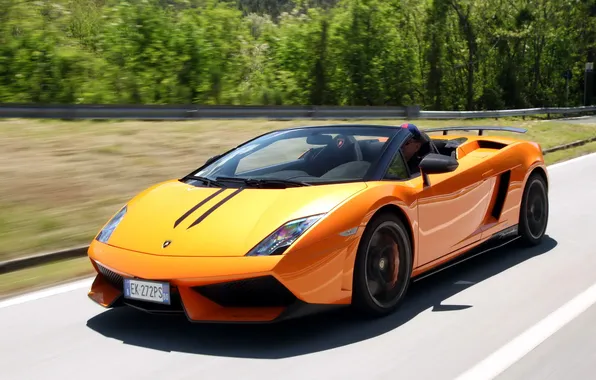Дорога, скорость, Lamborghini, суперкар, Gallardo, Spyder, красивый, LP570-4