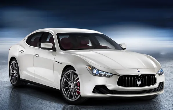 Картинка белый, Maserati, мазерати, передок, Ghibli
