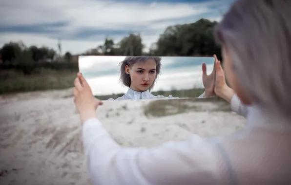 Картинка взгляд, девушка, зеркало
