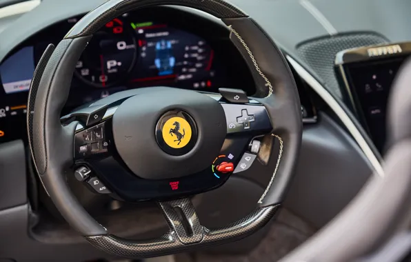 Картинка Ferrari, steering wheel, Roma, Ferrari Roma Spider
