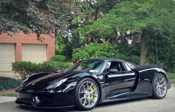 Картинка porsche, black, 918, spyder