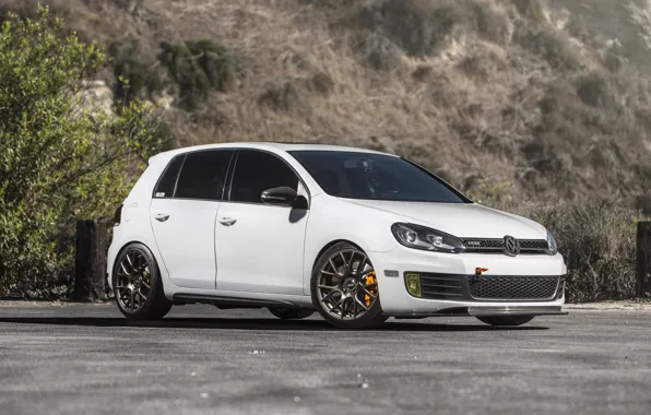 Volkswagen, White, Golf, GTI, MK6, Wheels, Bronze