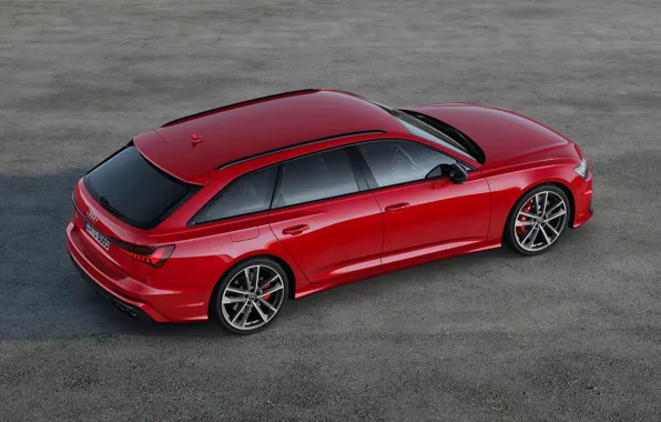 Красный, Audi, сверху, сбоку, универсал, 2019, A6 Avant, S6 Avant