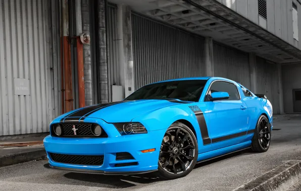 Картинка mustang, ford, blue, 302, boss, forgiato